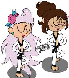 Blair and Cindy at Karate pose