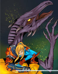 Metroid Samus vs Ridley Fan Art