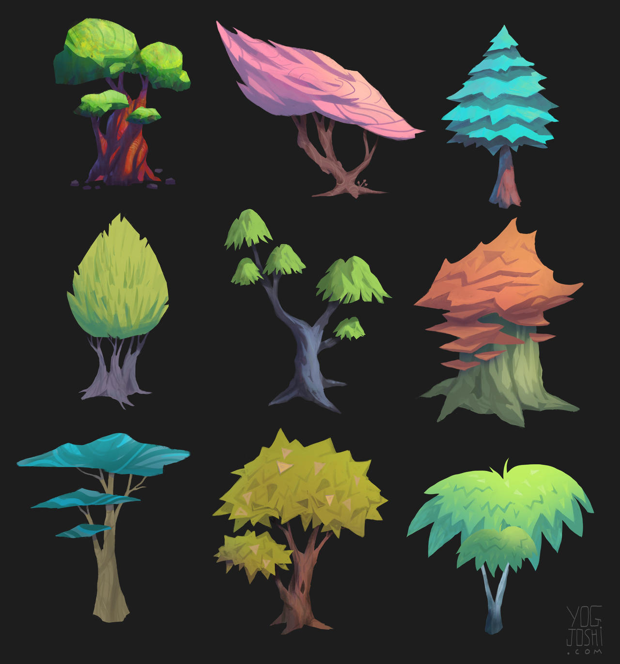 Stylized Tree Simple Stylized Trees by YogJoshiArt on DeviantArt