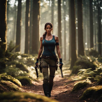 Lara Croft Walking In Forest