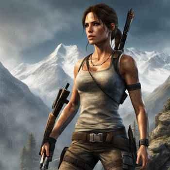 Lara Croft In Mountains