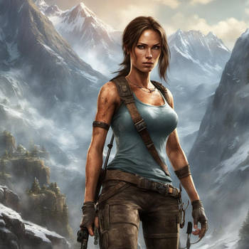Lara Croft In Mountains