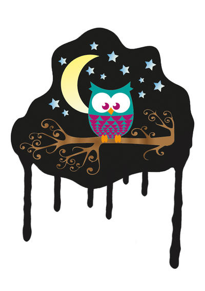 T-shirt design owl in the night