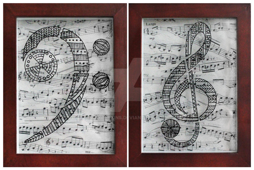 Bass Clef and Treble Clef Diptych