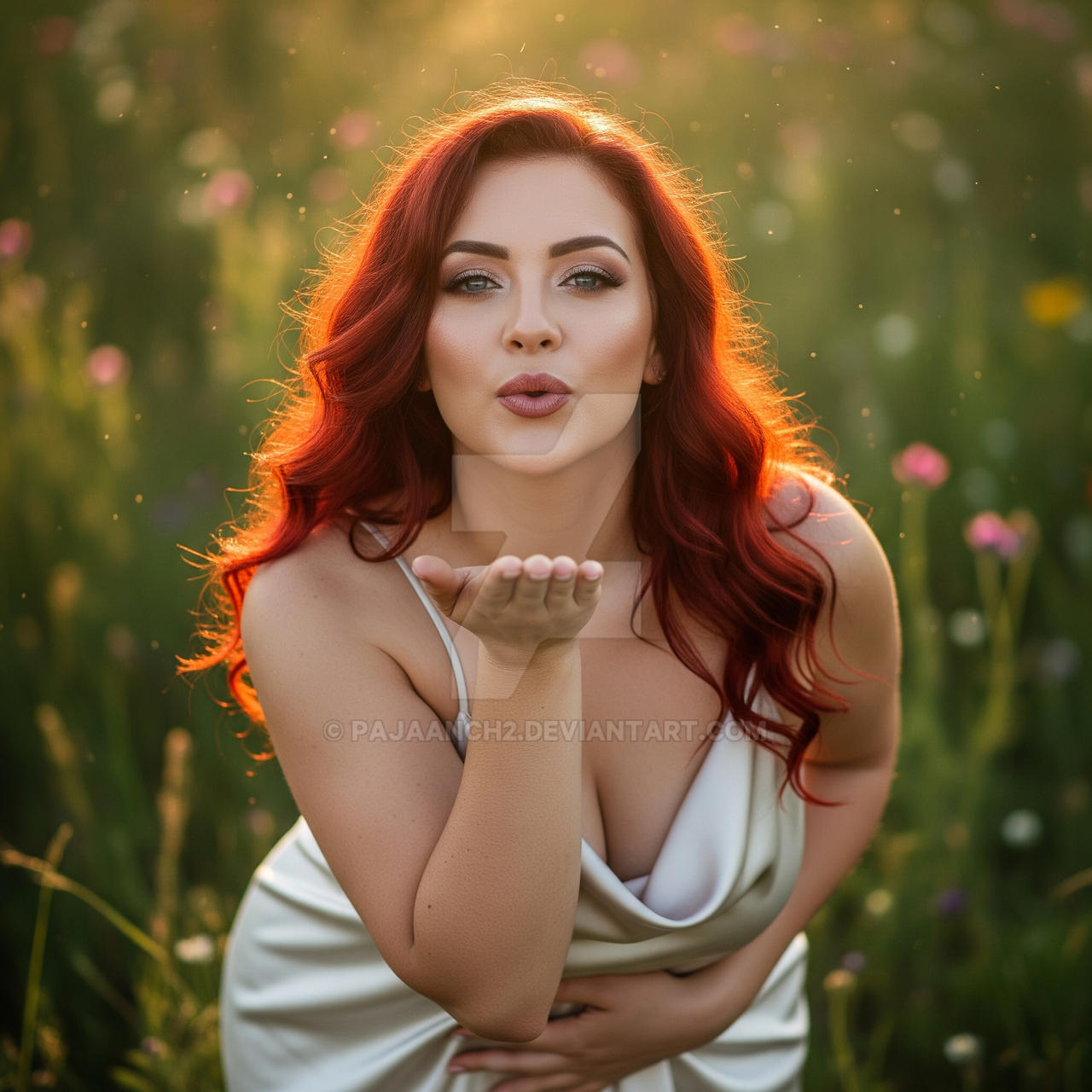Beauty sending flying kiss