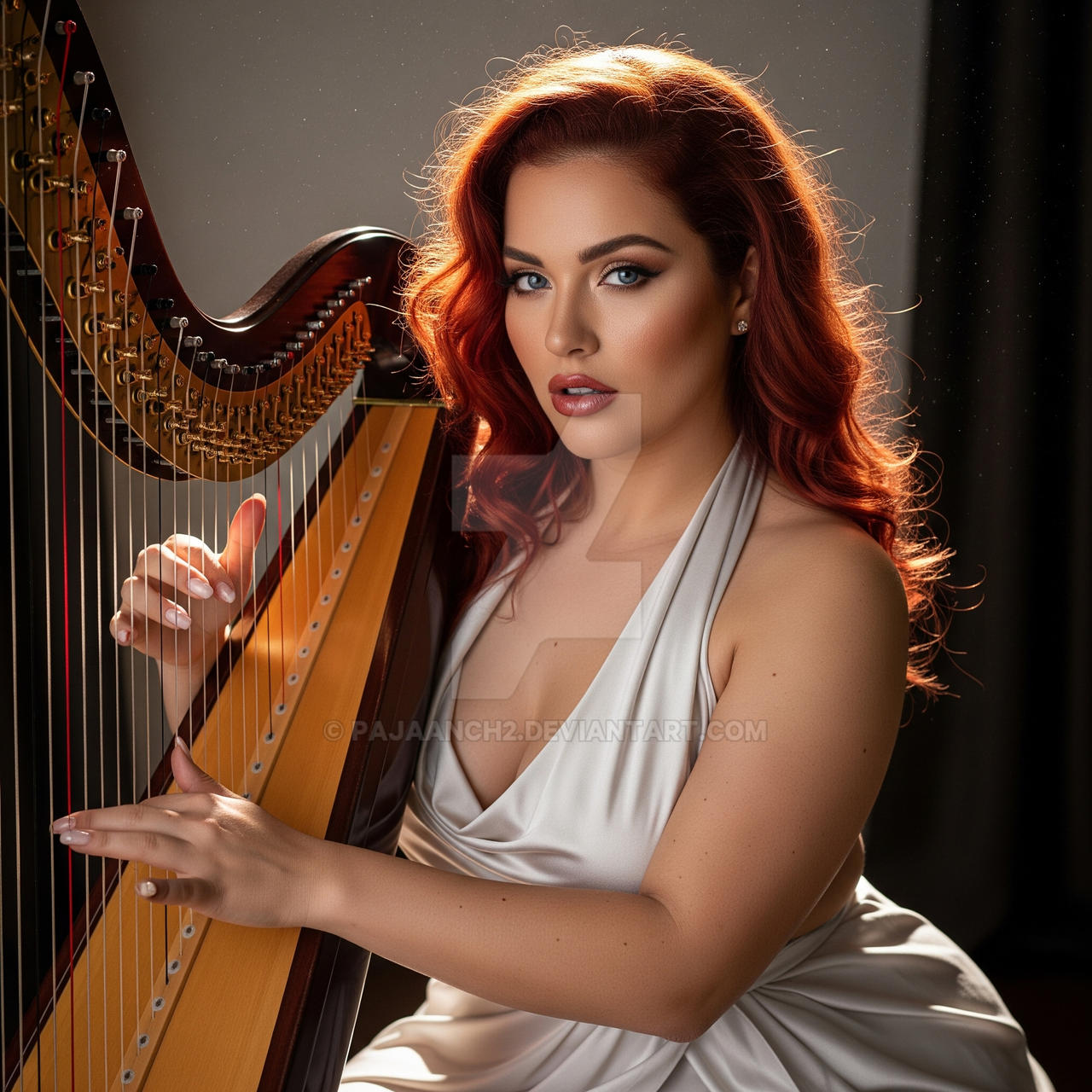 Harpist in Silken Light