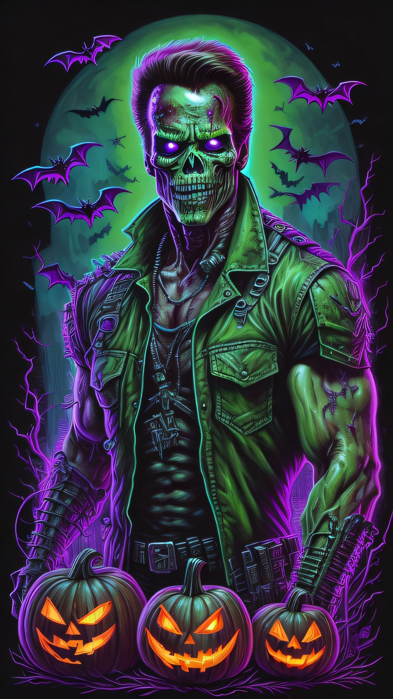 HD Halloween Zombie Terminator Phone Wallpaper by RocketMobster on ...