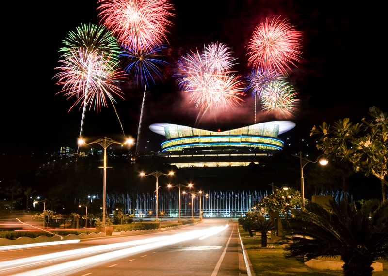 Alien and fireworks