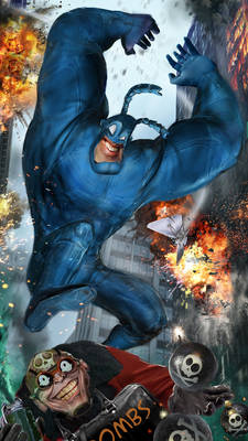 The Tick battling the Evil Midnight Bomber WIP