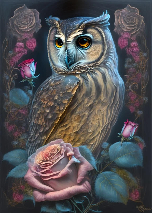 Owl Rosa Majestic Owl Among Roses by StickySurprize on DeviantArt