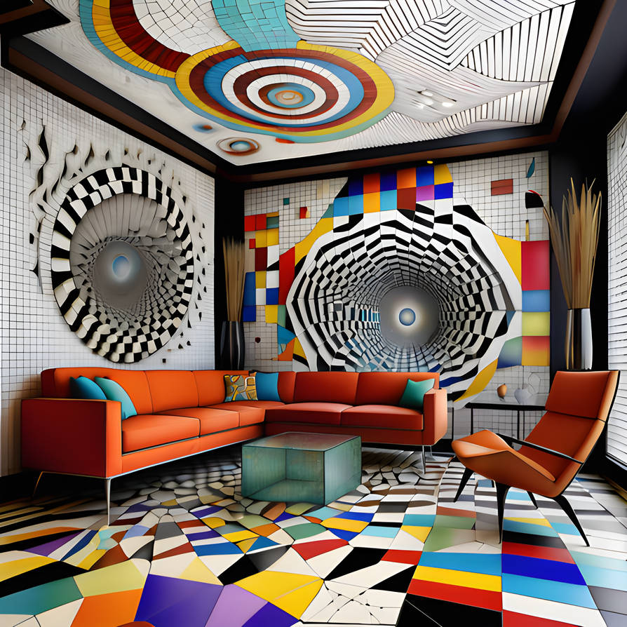 Illusory Interior: Geometric Op Art Elegance by StickySurprize on ...