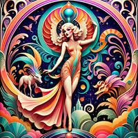 Cosmic Muse: Art Deco in Burlesque Dreams