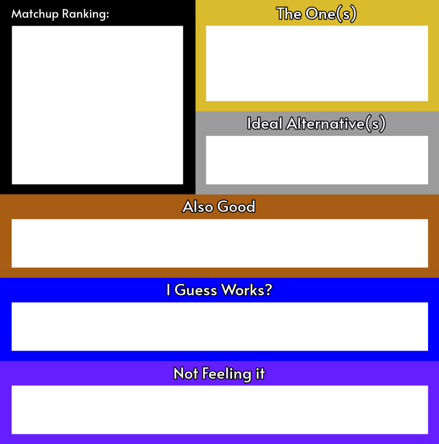 Matchup Ranking Tier List Template by Ctops on DeviantArt
