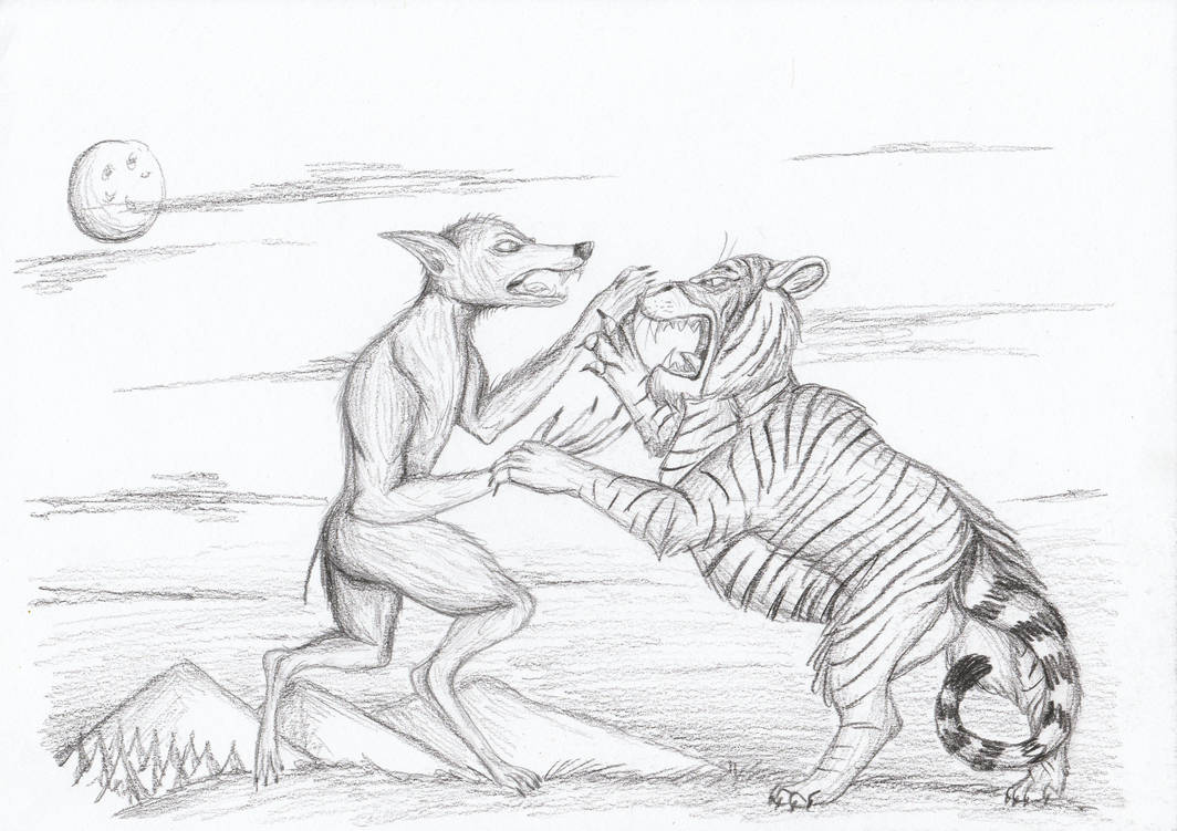 Werewolf vs Tiger by Louisetheanimator