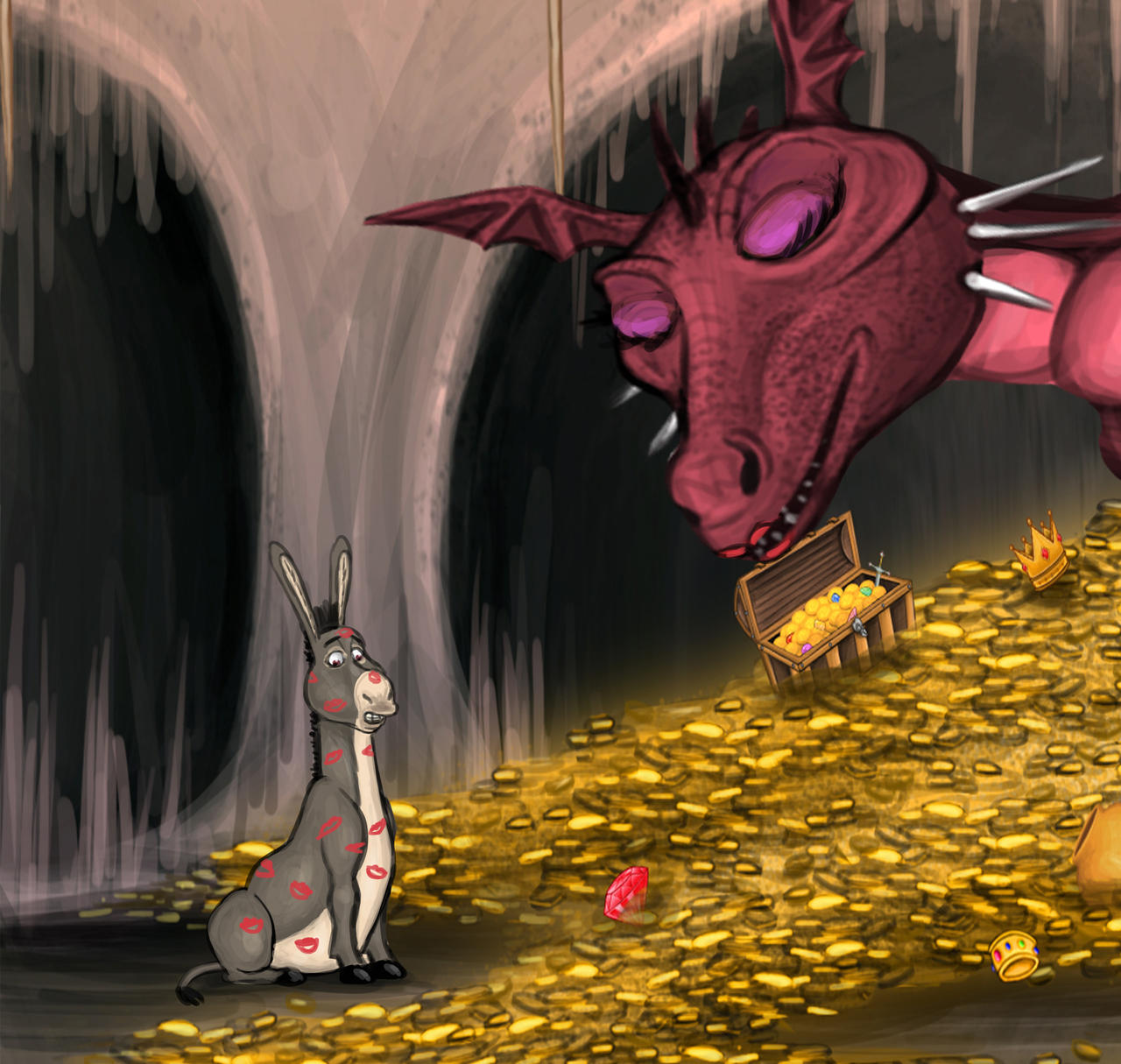 Donkey Kissed All Over By Dragon By Louisetheanimator On DeviantArt donkey-kissed-all-over-by-dragon-by-louisetheanimator-on-deviantart
