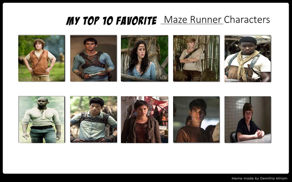 Top Ten Favorite Maze Runner Characters By Mariosonicfan16 On Deviantart