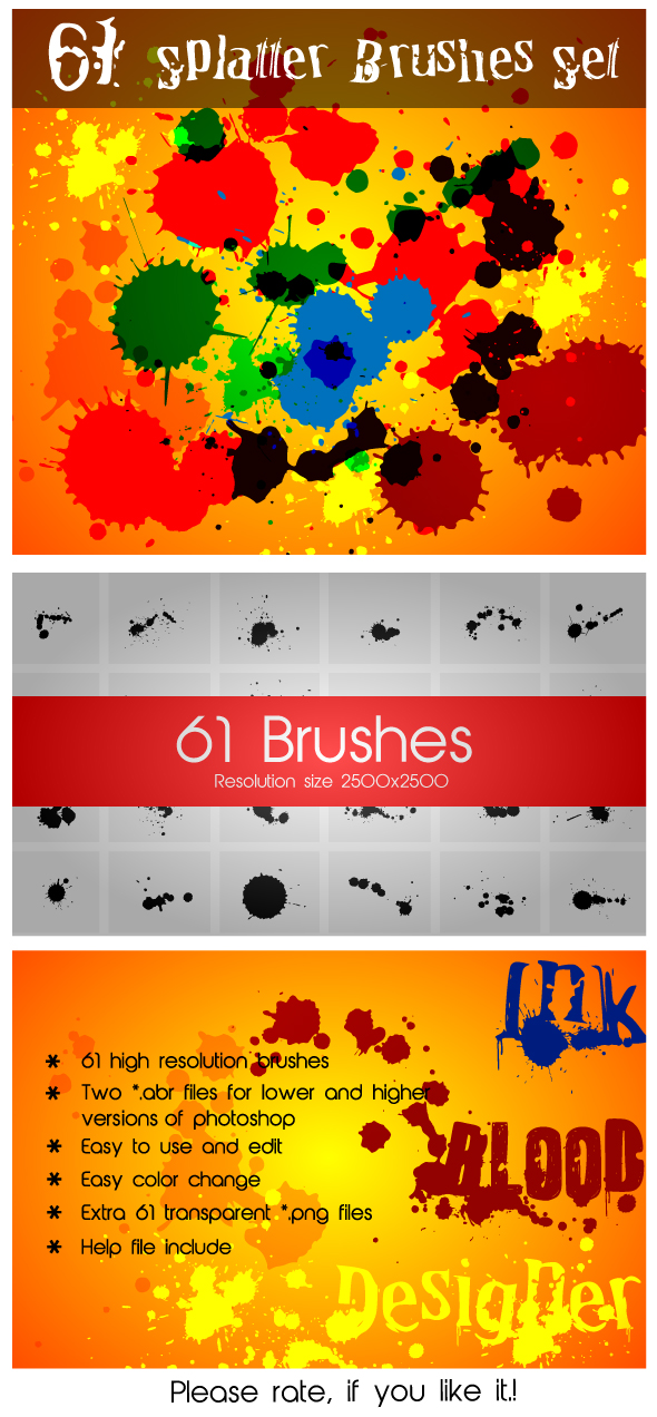 61 Splatter Brushes Set