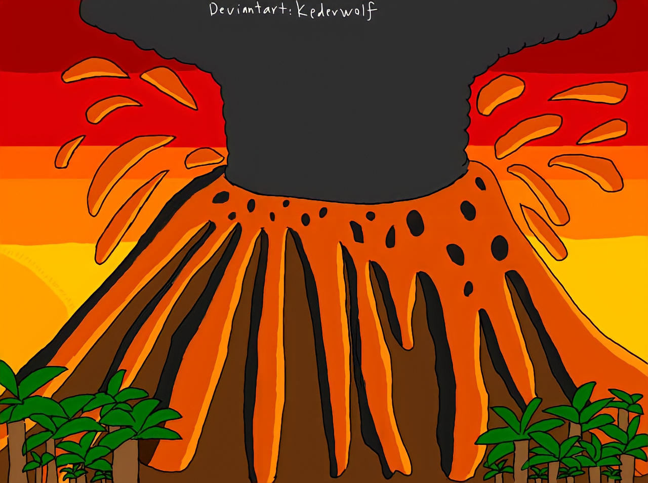 volcanic eruption sence drawing(volcano erupting) by KederWolf on ...