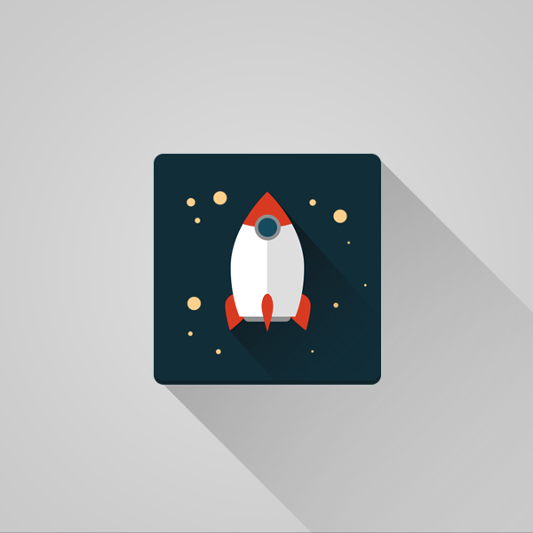 Flat Space Rocket Icon