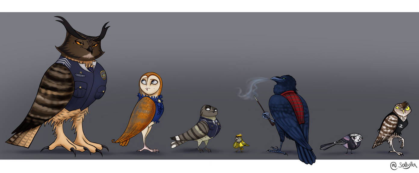 Deviantart Bird Designs Bird character lineup (After the Dusk Settles) by Sallylla on DeviantArt