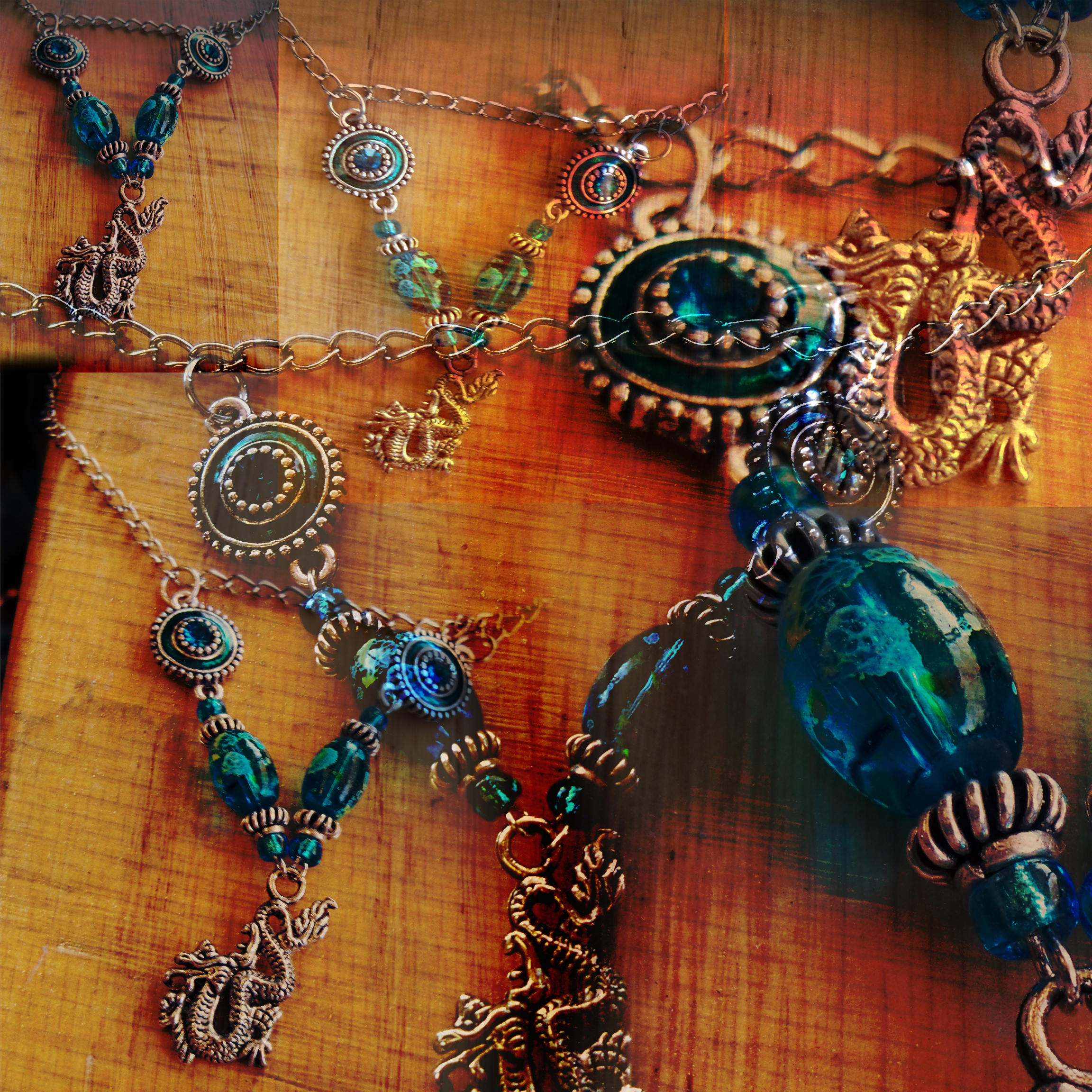 Blue Dragon Necklace -SOLD-