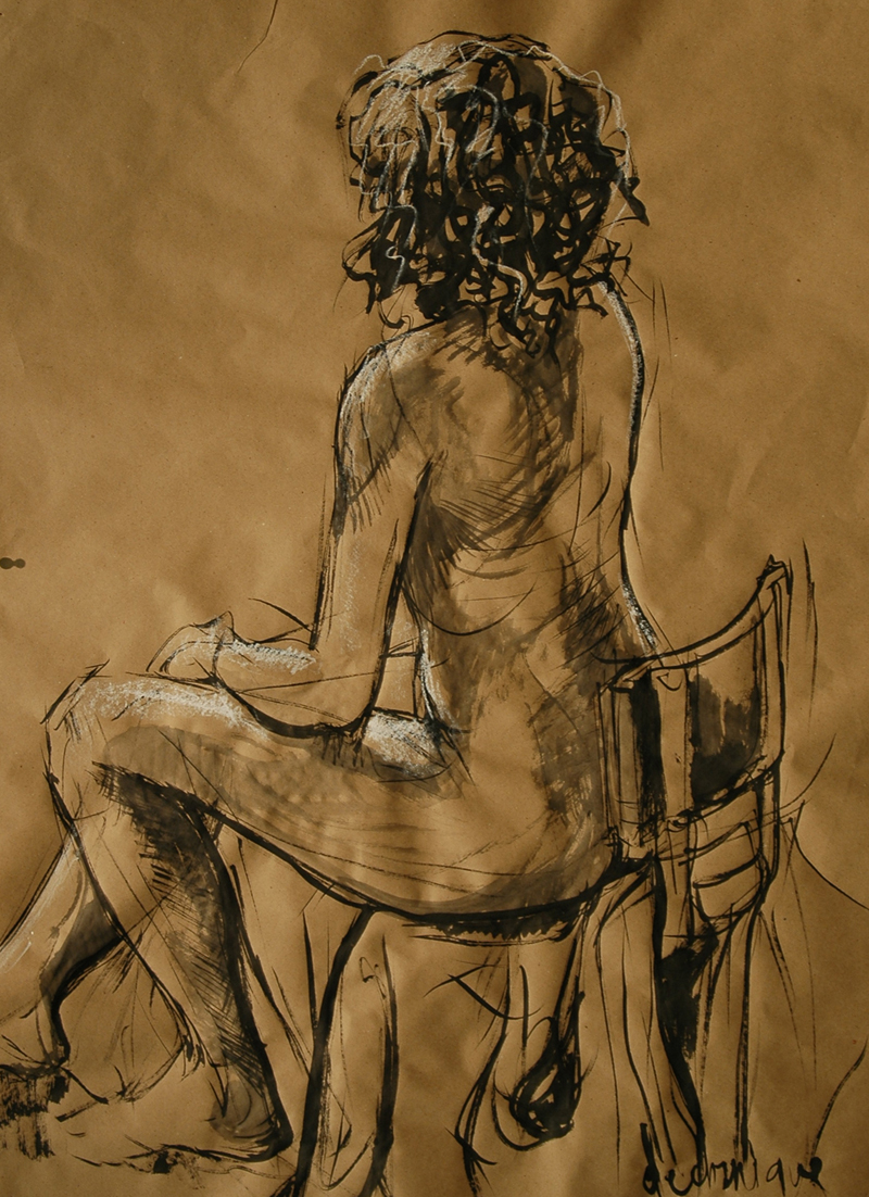 Figure Study 1: Sumi + Conte