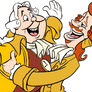 Cogsworth and Lumiere celebrating (2017 costumes)