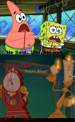 Cogsworth and Lumiere's reactions to bad word 11