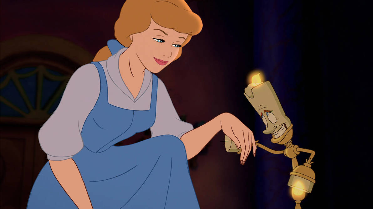 Cinderella (As Belle) meets Lumiere by JeffersonFan99 on DeviantArt