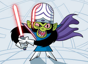 Mojo Jojo with a lightsaber