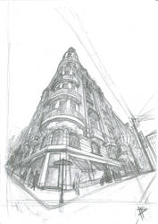 Sketch in three point perspective