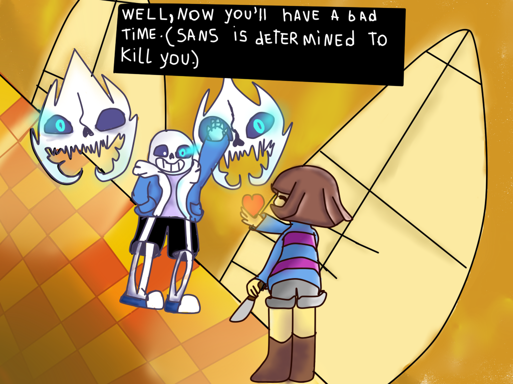 Frisk And Sans Fight by Mag-the-terrible on DeviantArt