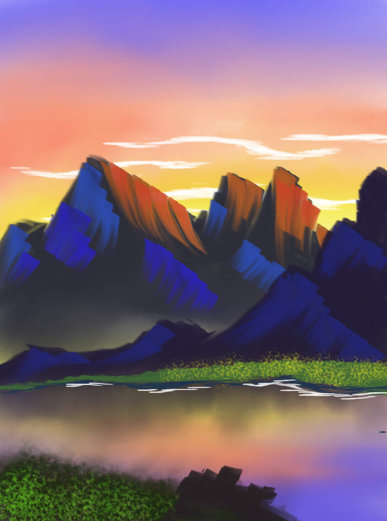 Bob Ross Paint-alongs - Distant Mountains by WirayudaG on DeviantArt