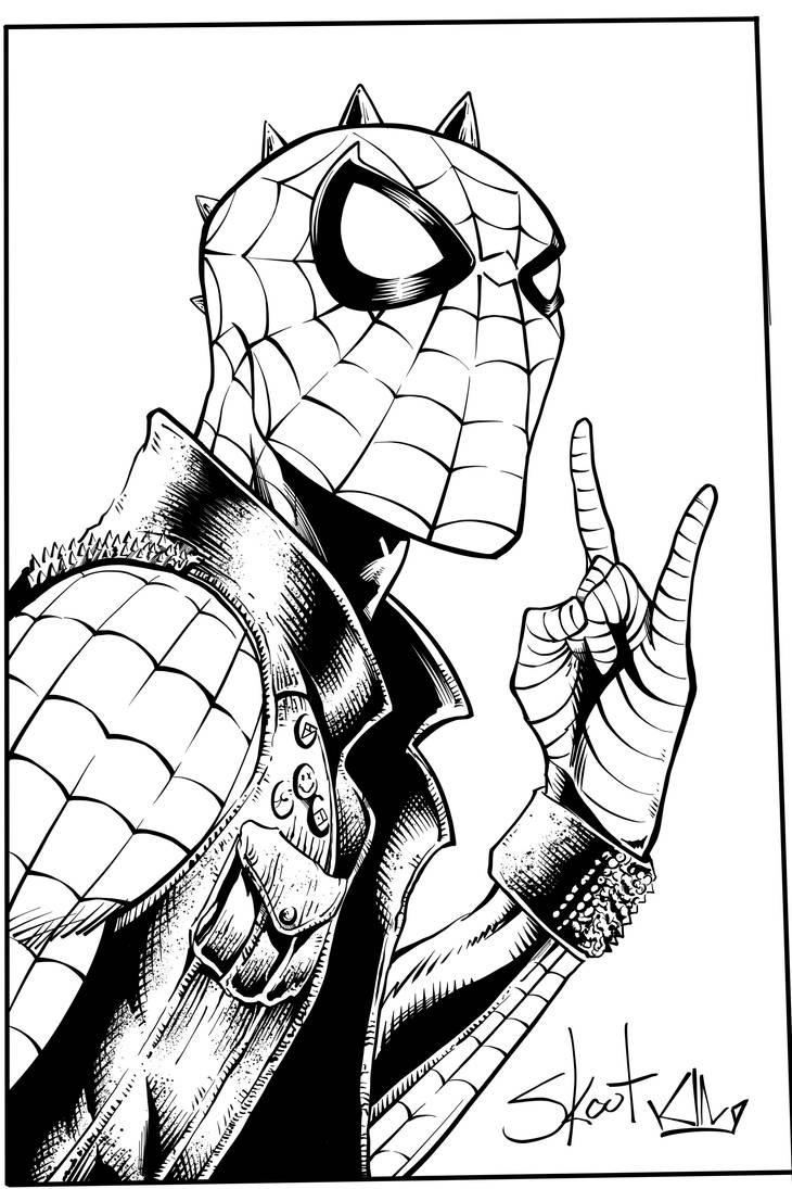 Friday Started… Time to Rock an Roll! #spiderverse #spidey #spiderpunk  #marvel #marvelcomics #ink #inked #inking