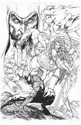 Spider-Man Red Sonja inks over Turner