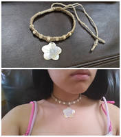 Hemp Macrame Flower Shell Choker