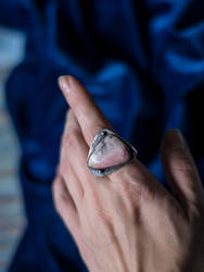 Silver statement ring with pink gemstone