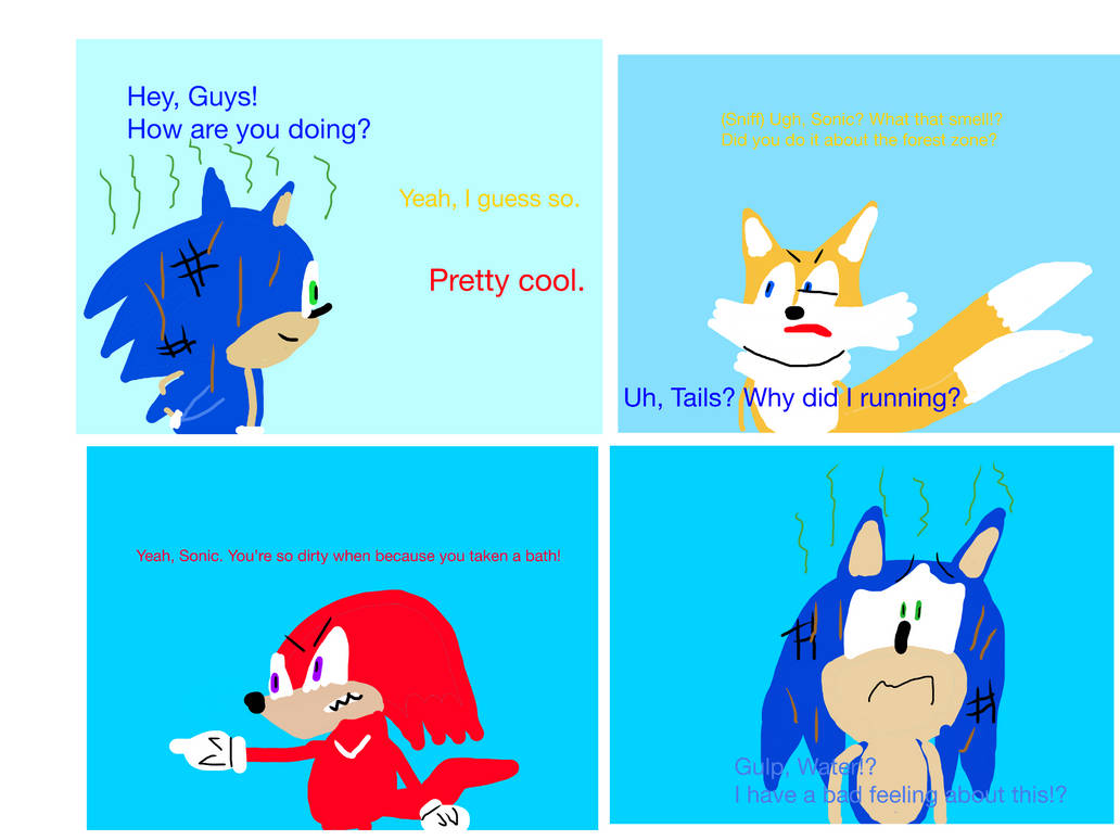 Sonic doesn't like to taken a Bath by ChaBazile on DeviantArt