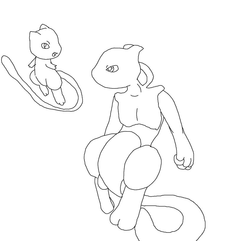 mew and mewtwo (pokemon) drawn by ban_(ban62460424)