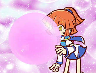 Arle blowing a huge bubble