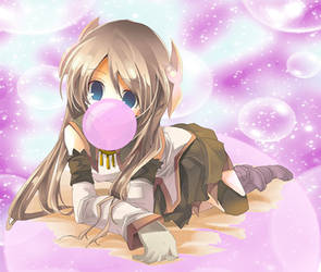 Marta blowing bubblegum