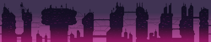 Cyberpunk pixel art city skyline