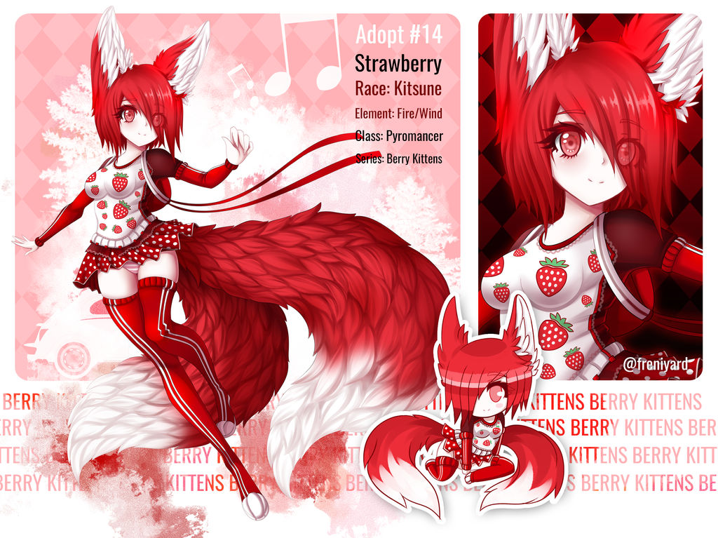 Strawberry Foxy Adopt #14 [Close] by JustBeloCat on DeviantArt