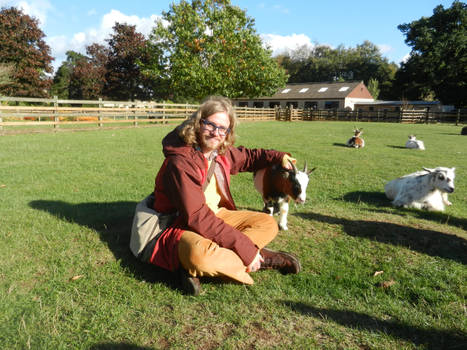 Man and a Pigmy Goat