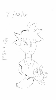 A Sketch of Goku Black Holding His Child.