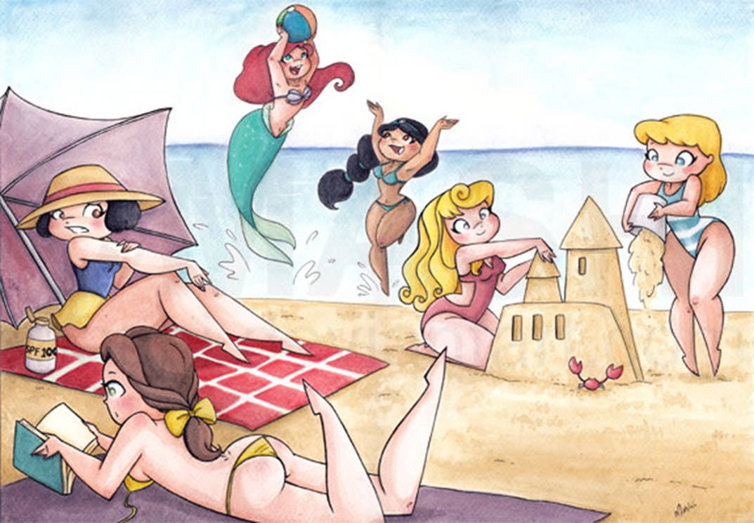 Disney Princesses at the beach by mashi