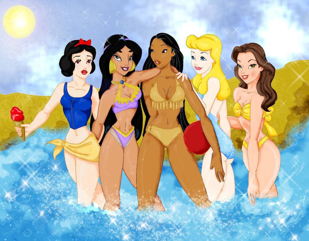 Disney Princesses wearing bikinis