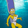 Marge Simpson scuba diving in her swimsuit x1