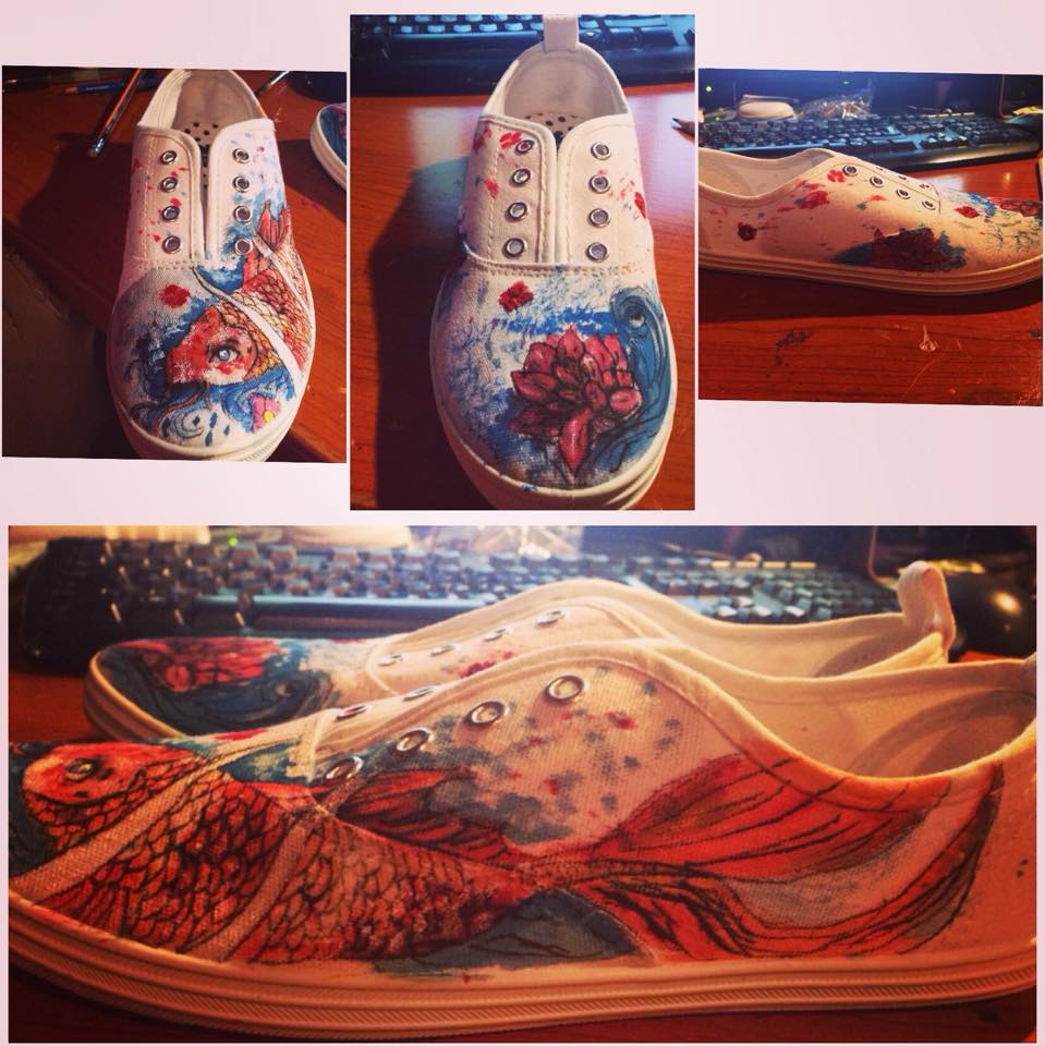 Custom painted koi shoes