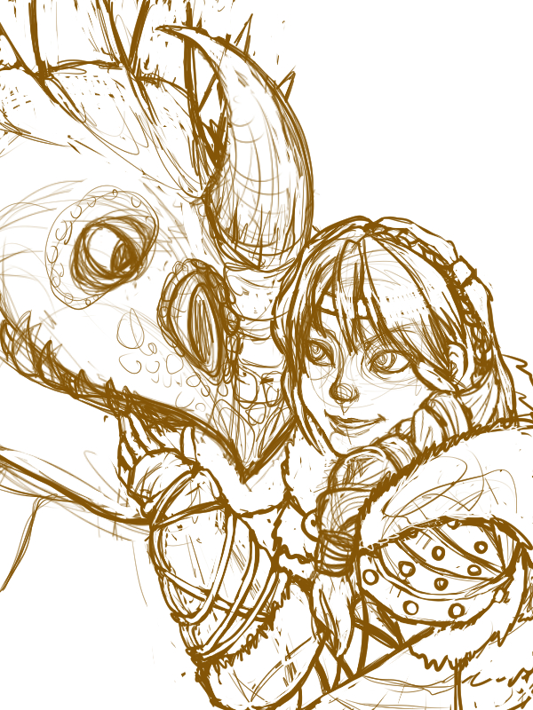 Astrid and Stormfly Sketch WIP